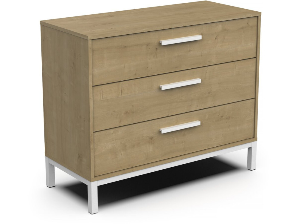 "CRAFT" chest of drawers - Wood - 3 drawers - Brown/White