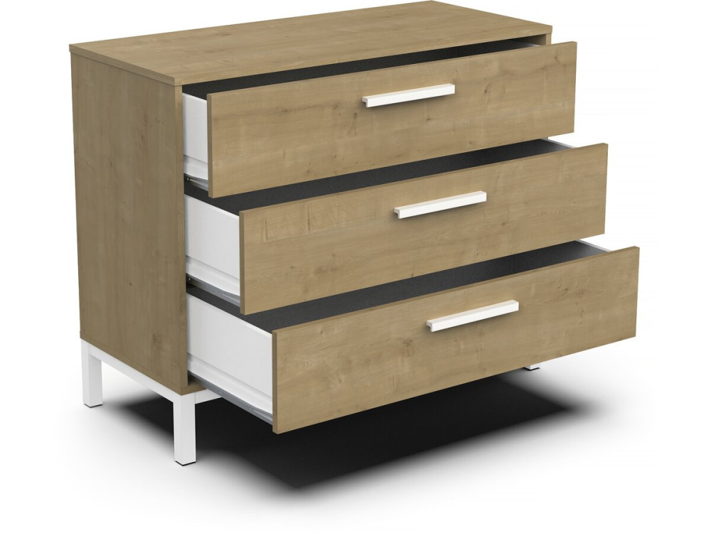 "CRAFT" chest of drawers - Wood - 3 drawers - Brown/White