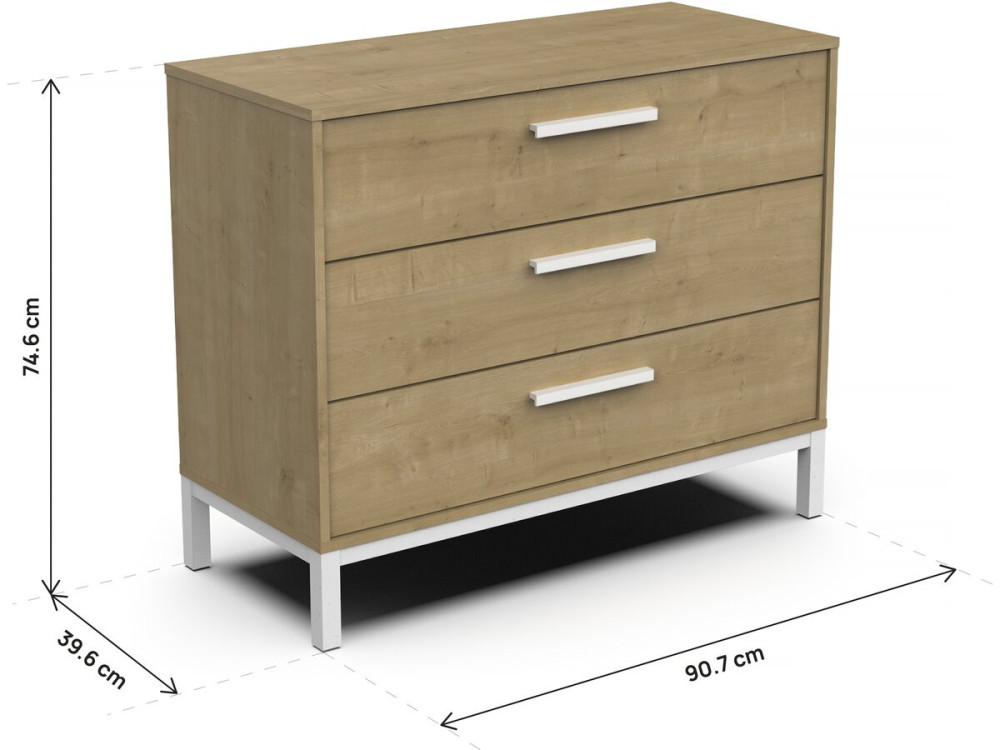 "CRAFT" chest of drawers - Wood - 3 drawers - Brown/White