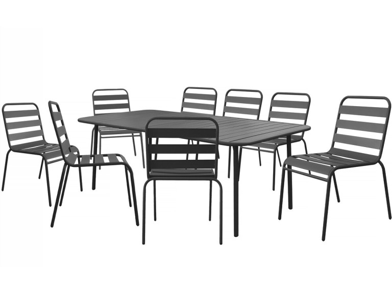 "Bilbao" metal garden furniture set - 8 seats - Grey