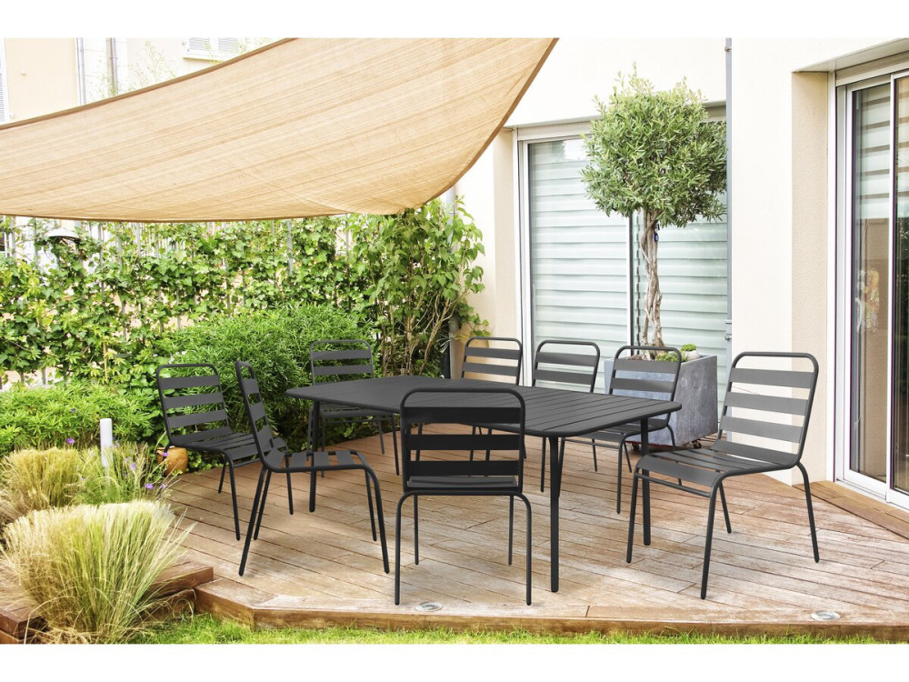 "Bilbao" metal garden furniture set - 8 seats - Grey