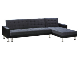 "Theo" convertible and reversible corner sofa - 5 seats - Black and Gray