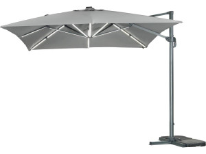 Sun 3 Luxe 3 x 3 m offset LED aluminum garden parasol - Grey