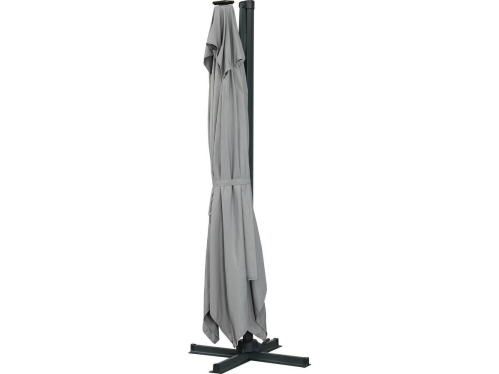 Sun 3 Luxe 3 x 3 m offset LED aluminum garden parasol - Grey