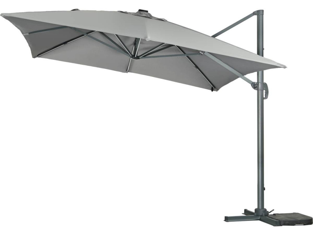 Sun 3 Luxe 3 x 3 m offset LED aluminum garden parasol - Grey