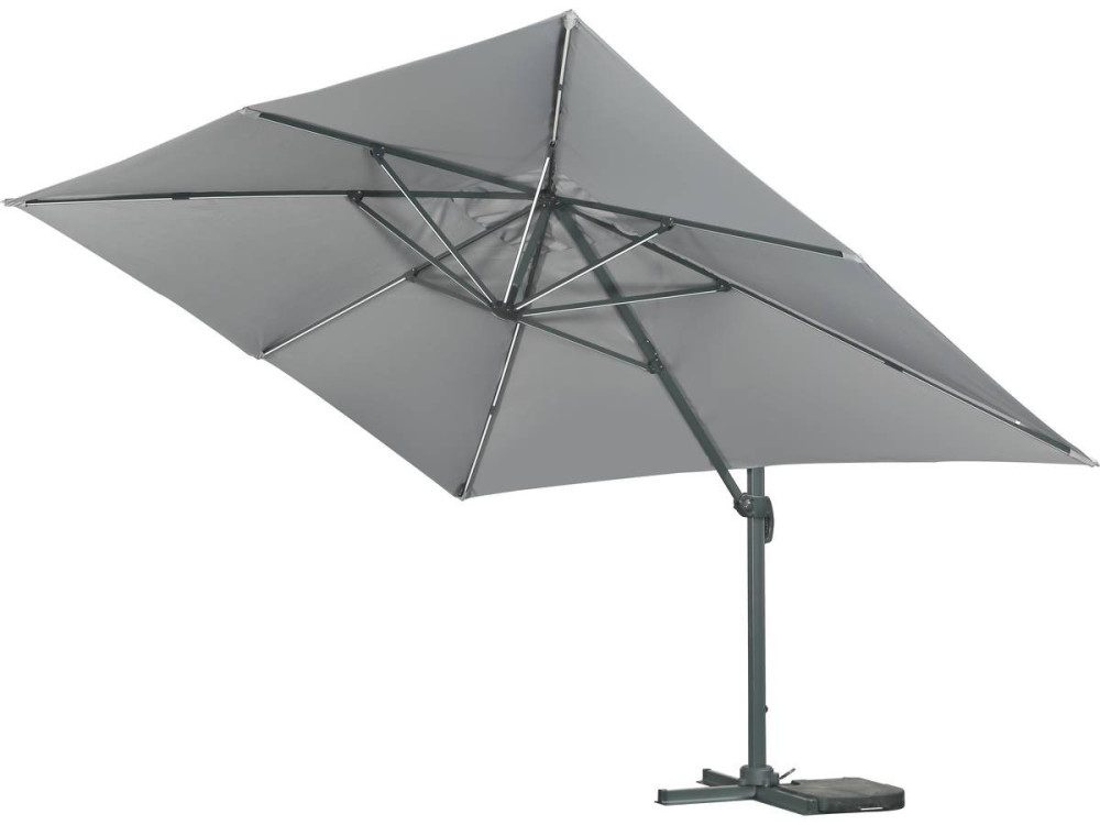 Sun 3 Luxe 3 x 3 m offset LED aluminum garden parasol - Grey
