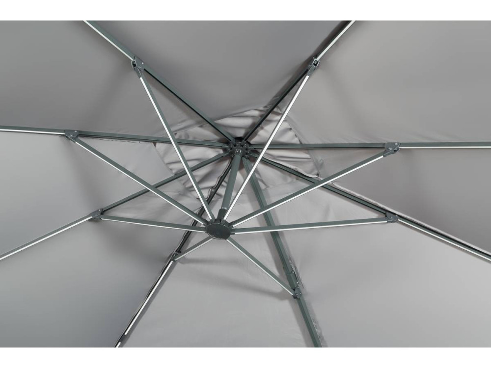 Sun 3 Luxe 3 x 3 m offset LED aluminum garden parasol - Grey