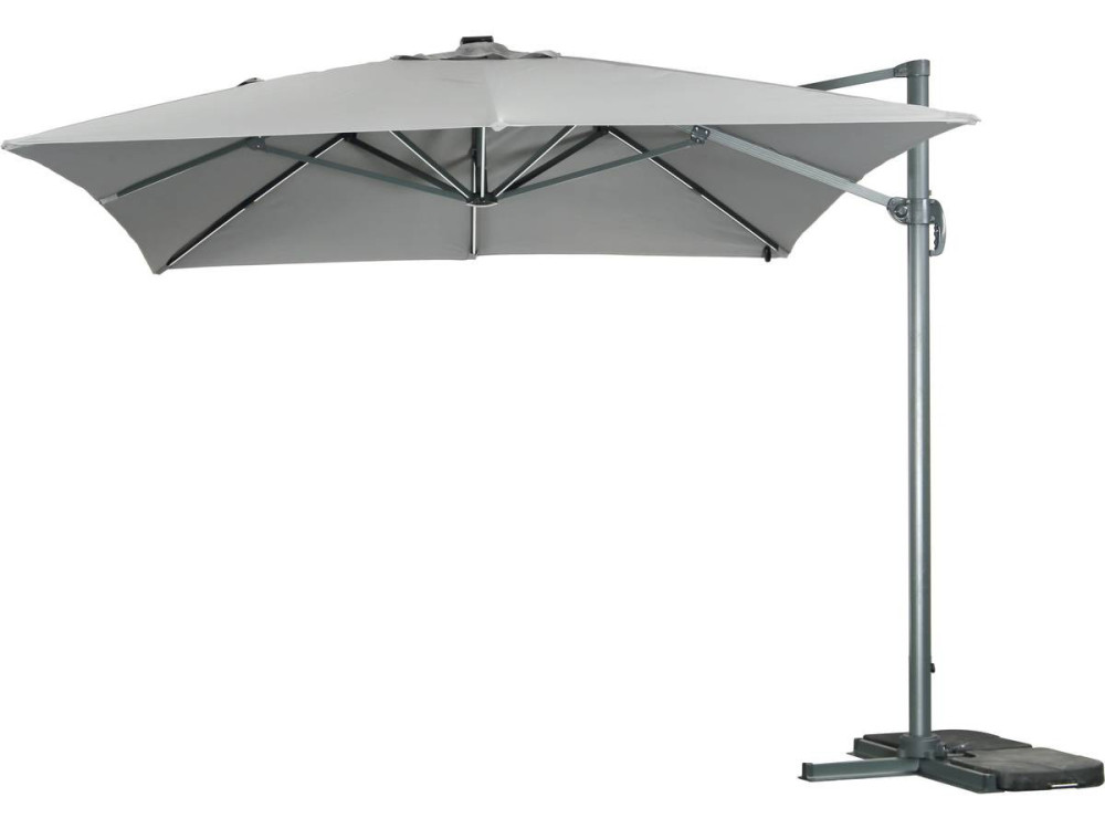 Sun 3 Luxe 3 x 3 m offset LED aluminum garden parasol - Grey