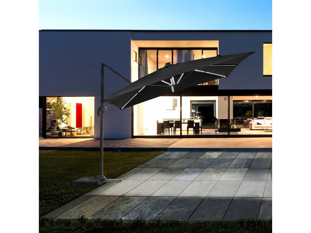 Alu "Sun 4 Luxe" LED deported garden parasol - Rectangle - 3 x 4 m - Ballast included