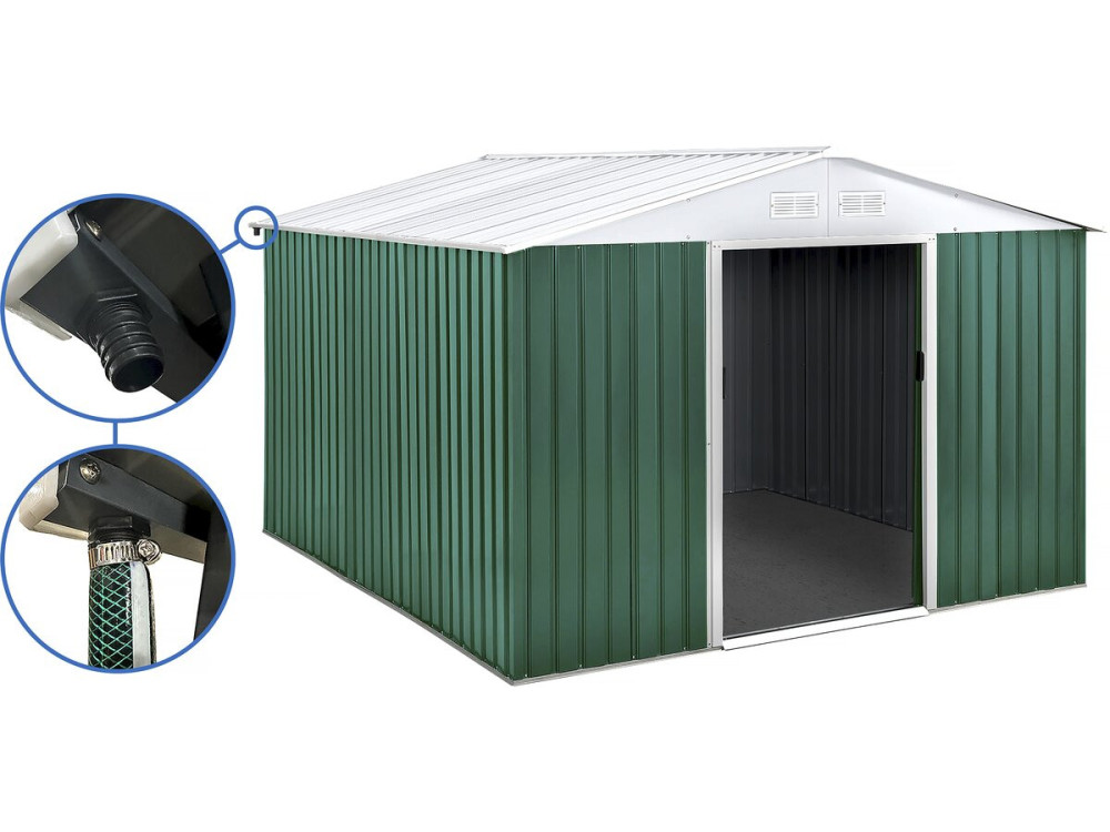 Metal garden shed - "Rosas" - 10.85 m² with gutter