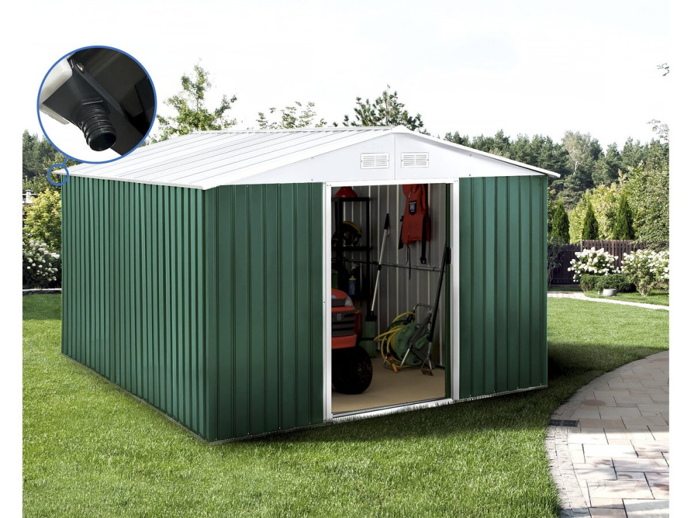 Metal garden shed - "Rosas" - 10.85 m² with gutter