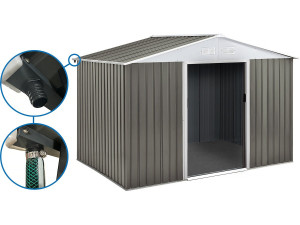 Dallas metal garden shed - 8.84m² with gutter