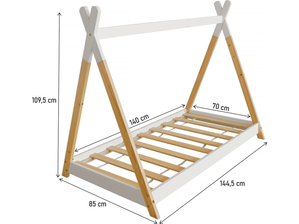 Tipi Bed "Melissa" 70 x 140 cm - White