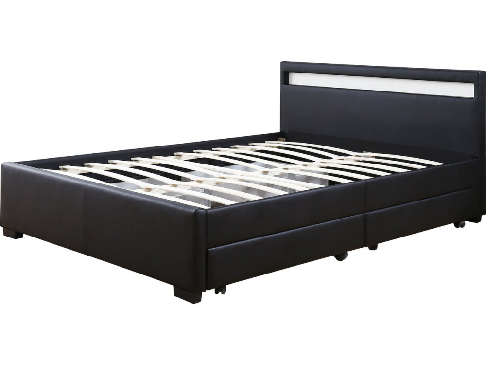 LED light bed "Nico" - 160 × 200 cm - Black