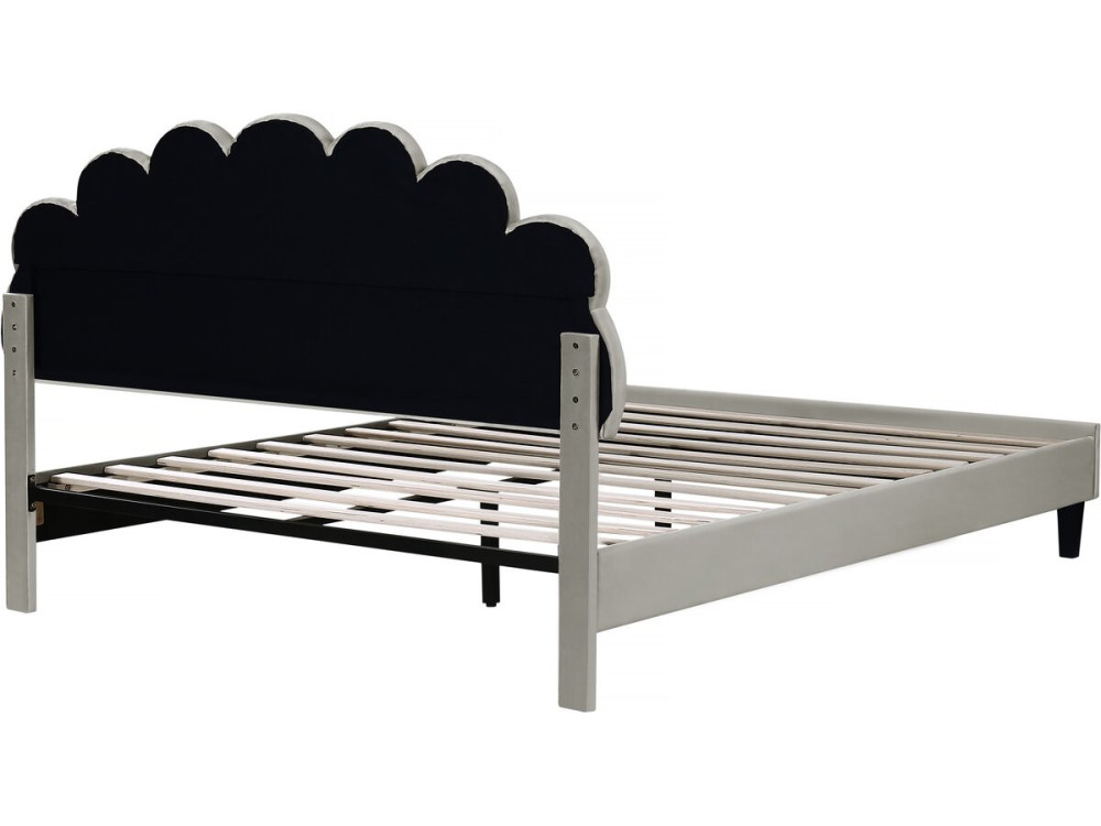Manon" velvet seashell bed - 160 x 200 cm - Grey