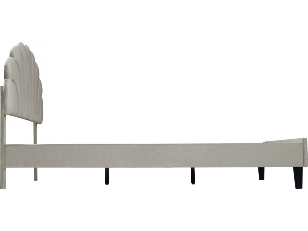 Manon" velvet seashell bed - 160 x 200 cm - Grey