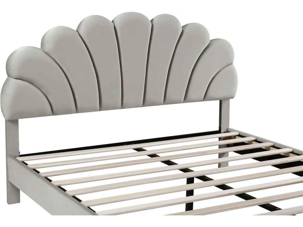 Manon" velvet seashell bed - 160 x 200 cm - Grey