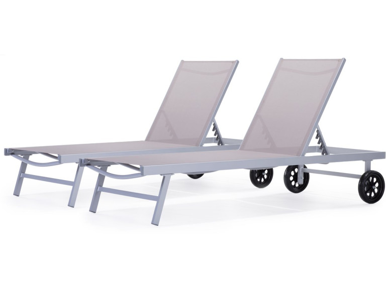 Aluminium and Textelene Sun lounger  "Bella" - Phoenix - Taupe - 2 batches