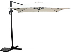 Hanging garden parasol with portable base "Soleil" - Square shape -  2.5 x 2.5 m - Ecru colour