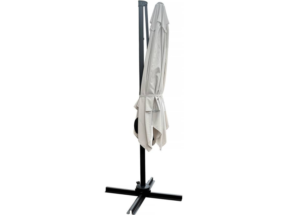 Hanging garden parasol with portable base "Soleil" - Square shape -  2.5 x 2.5 m - Ecru colour + Protection cover