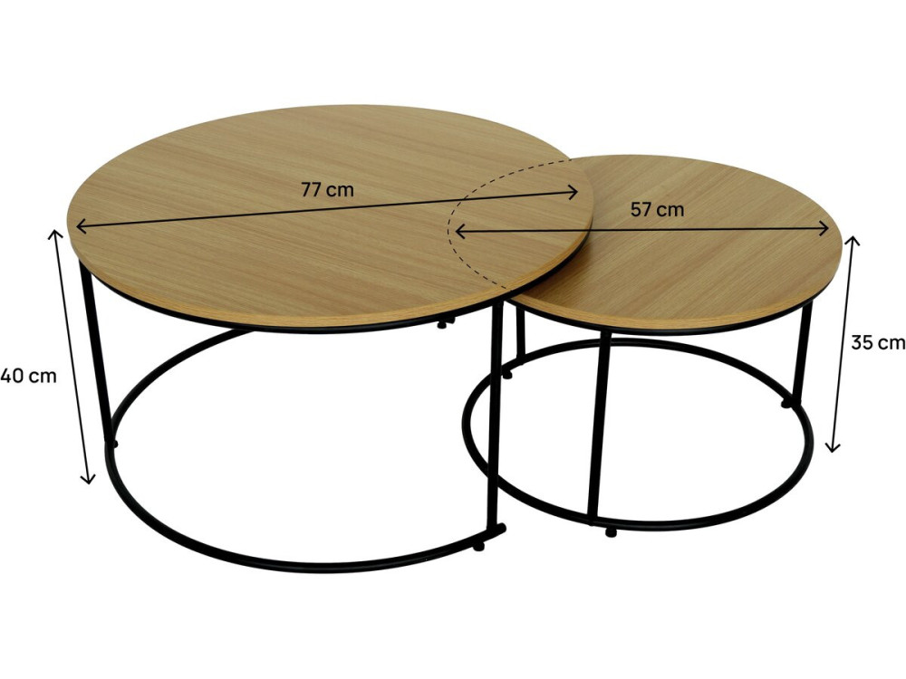 Set of 2 "Wen" nesting coffee tables - Brown