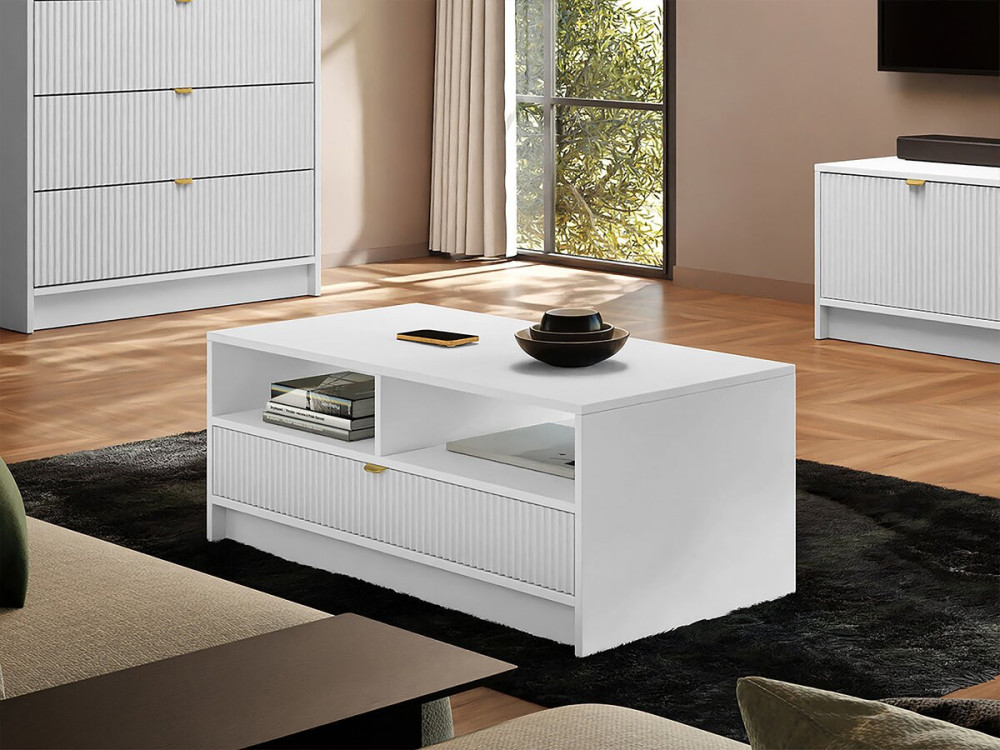 Tireno coffee table - 100 cm X 40 cm X 50 cm- white