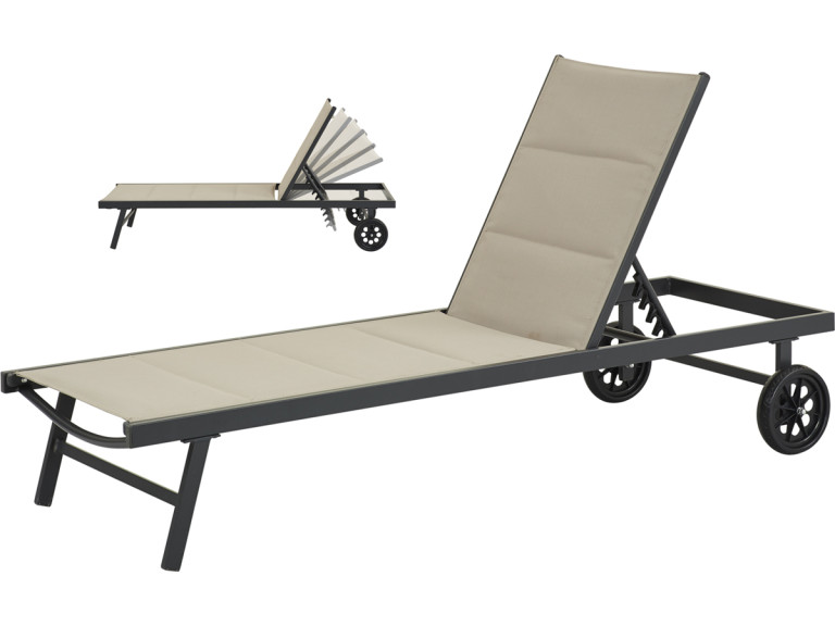 Quilted textilene sunbed and aluminum "Bella" - Phoenix - Taupe