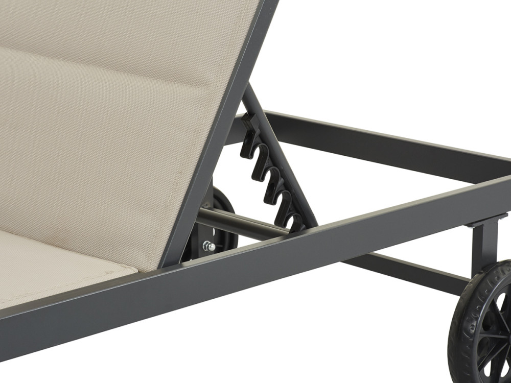 Quilted textilene sunbed and aluminum "Bella" - Phoenix - Taupe
