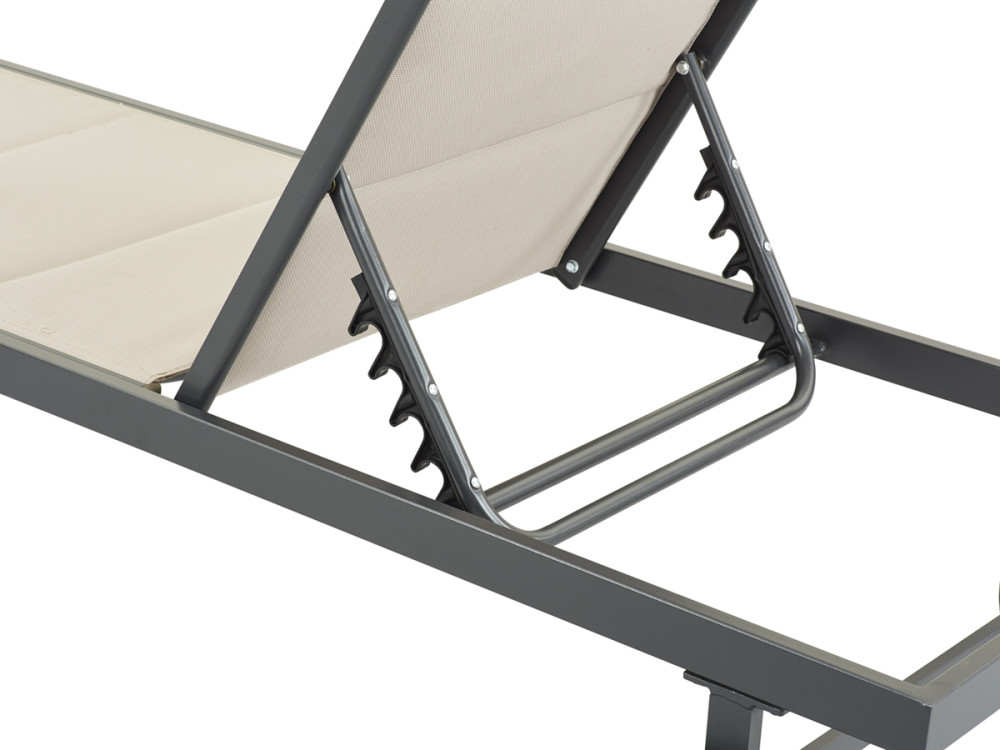 Quilted textilene sunbed and aluminum "Bella" - Phoenix - Taupe