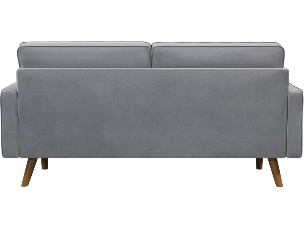 Fixed velvet sofa "Yannick" - 82 x 179 x 86 cm - 3 seats - Light gray