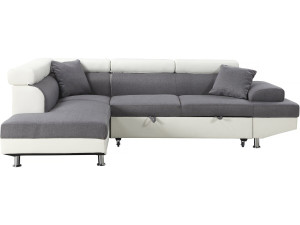 "Sophia luxe" convertible corner sofa - White / Grey - Left angle