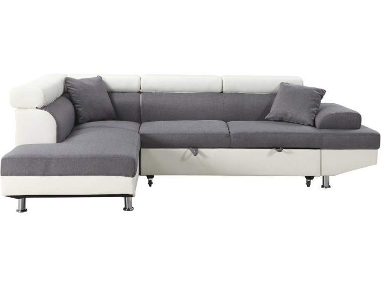 "Sophia luxe" convertible corner sofa - White / Grey - Left angle