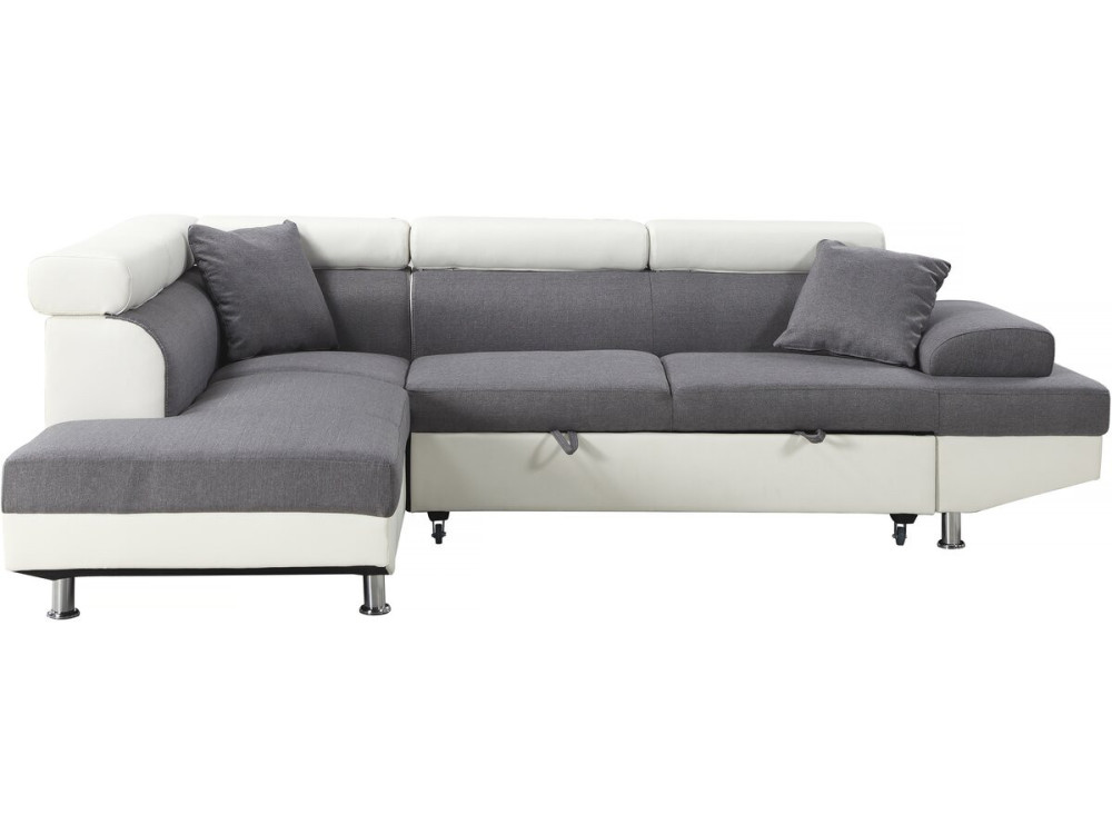 "Sophia luxe" convertible corner sofa - White / Grey - Left angle