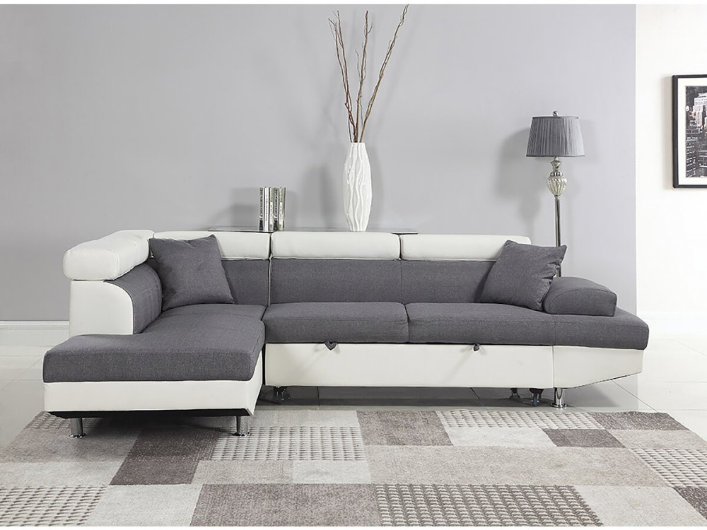 "Sophia luxe" convertible corner sofa - White / Grey - Left angle