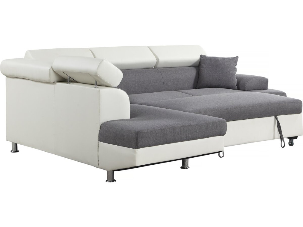 "Sophia luxe" convertible corner sofa - White / Grey - Left angle