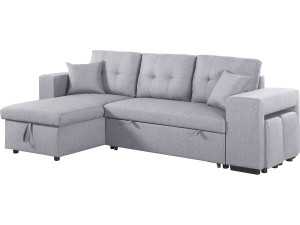 Noah" fabric corner sofa bed - 4 seater - Light grey