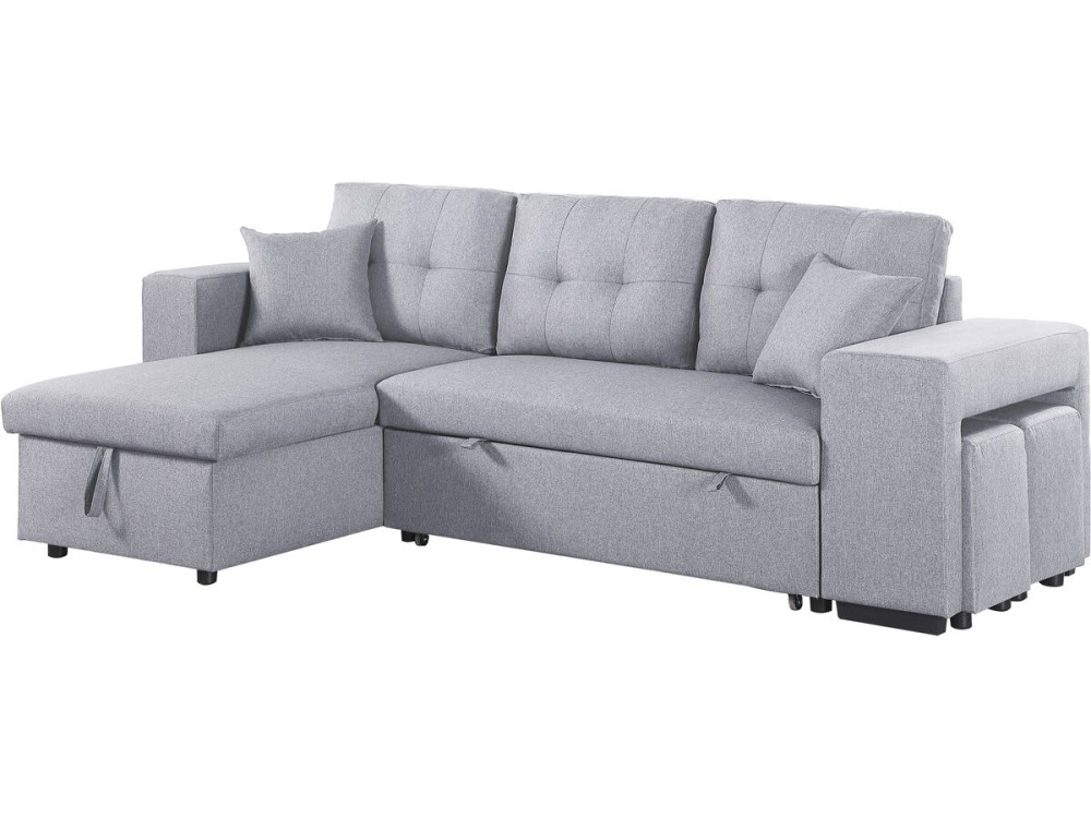 Noah" fabric corner sofa bed - 4 seater - Light grey