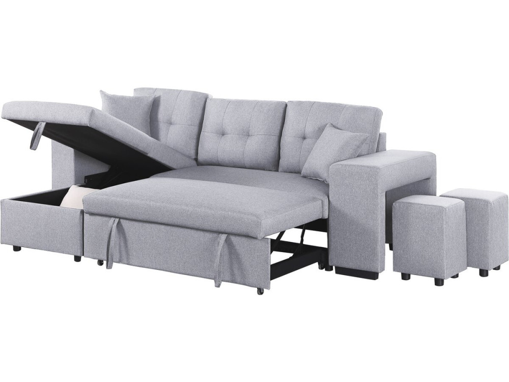 Noah" fabric corner sofa bed - 4 seater - Light grey