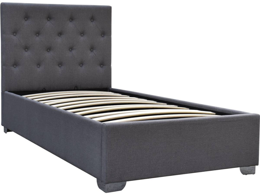 Single bed with storage space "TINO" - 90 × 190 cm - Grey
