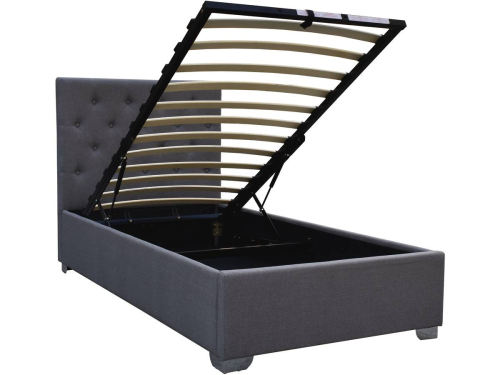 Single bed with storage space "TINO" - 90 × 190 cm - Grey