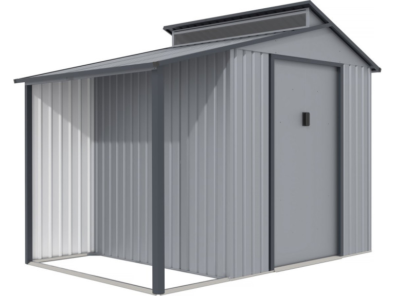 Madras metal garden shed with pergola - 5.64 m² - 193 x 292 x 229 cm - Grey