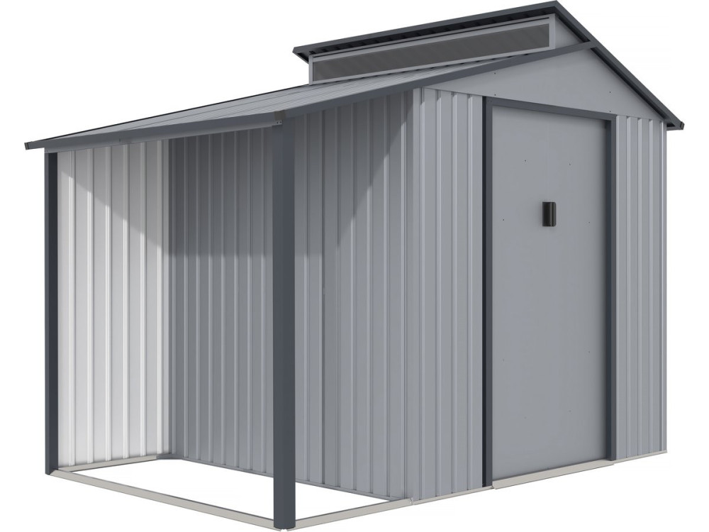 Madras metal garden shed with pergola - 5.64 m² - 193 x 292 x 229 cm - Grey