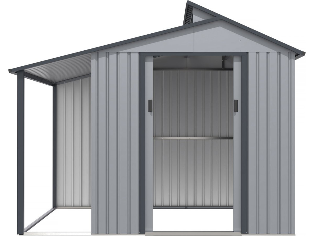 Madras metal garden shed with pergola - 5.64 m² - 193 x 292 x 229 cm - Grey