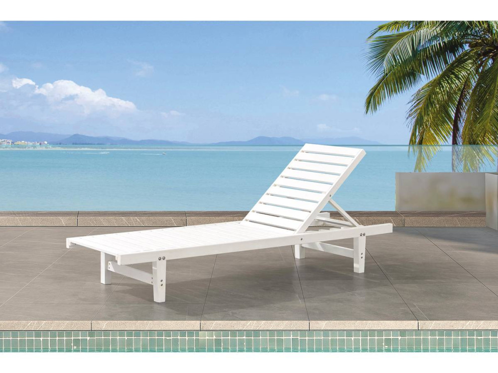 Set of 2 "Rawai" wooden sun loungers - White