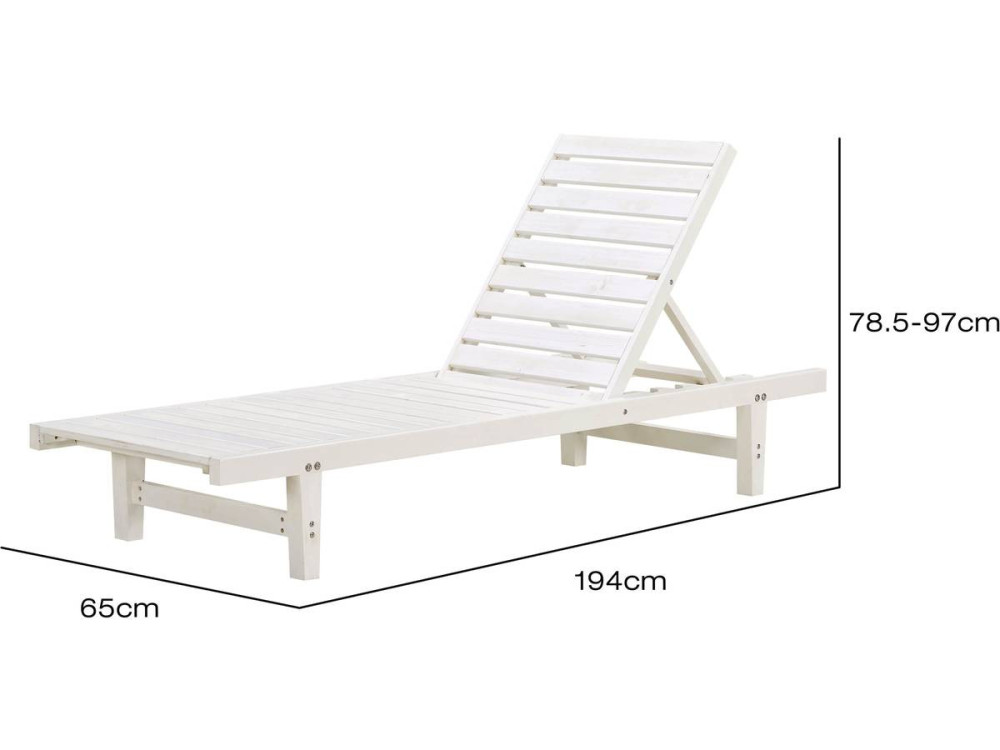 Set of 2 "Rawai" wooden sun loungers - White