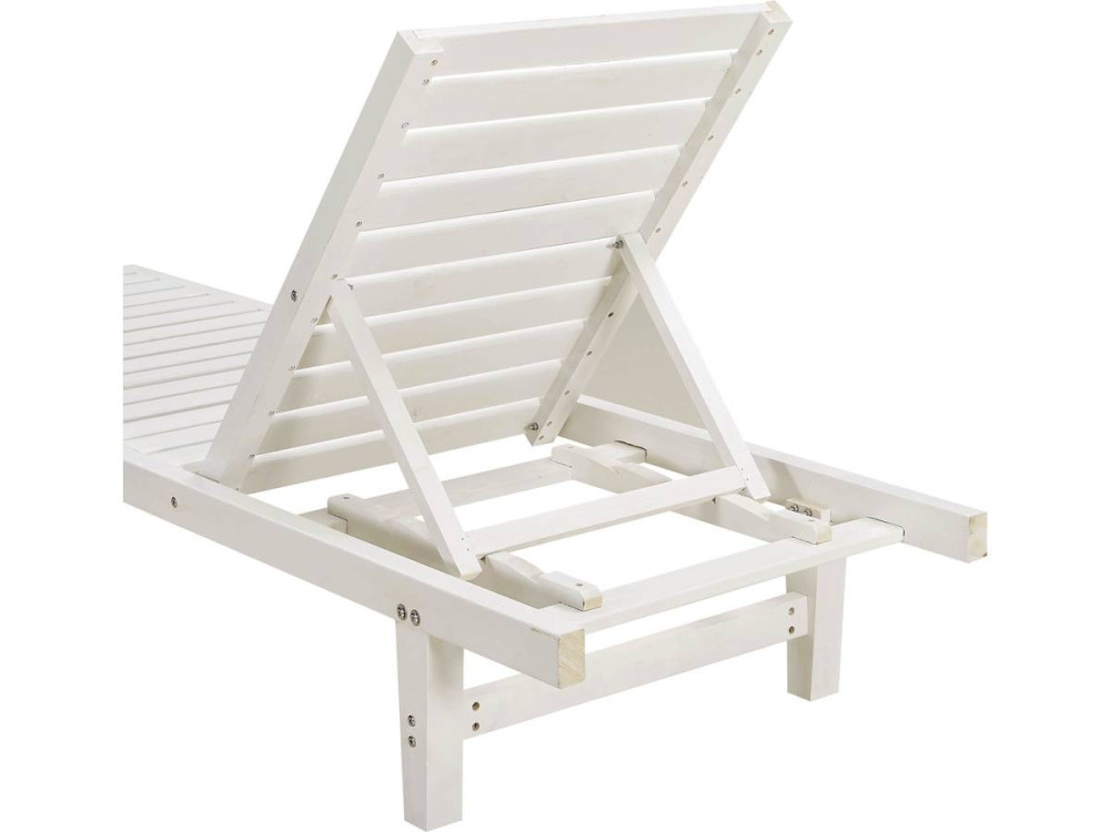 Set of 2 "Rawai" wooden sun loungers - White