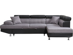 "Sophia luxe" convertible corner sofa - Black / Grey - Right Angle