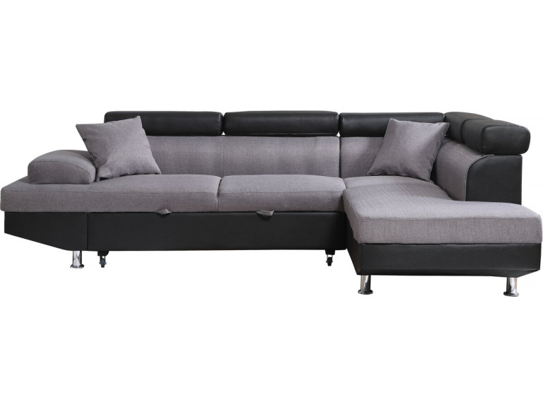 "Sophia luxe" convertible corner sofa - Black / Grey - Right Angle