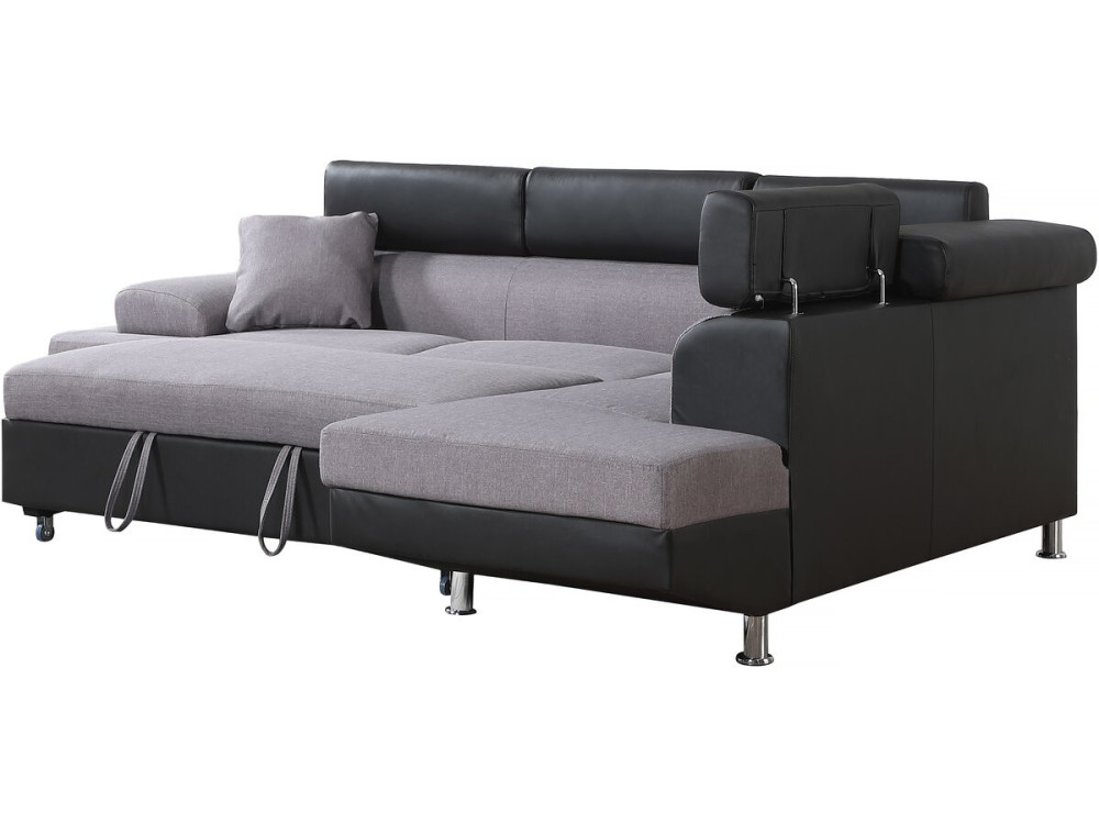 "Sophia luxe" convertible corner sofa - Black / Grey - Right Angle