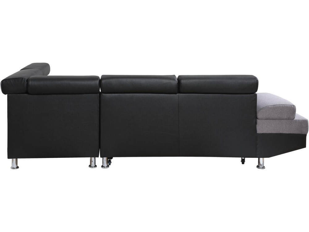 "Sophia luxe" convertible corner sofa - Black / Grey - Right Angle